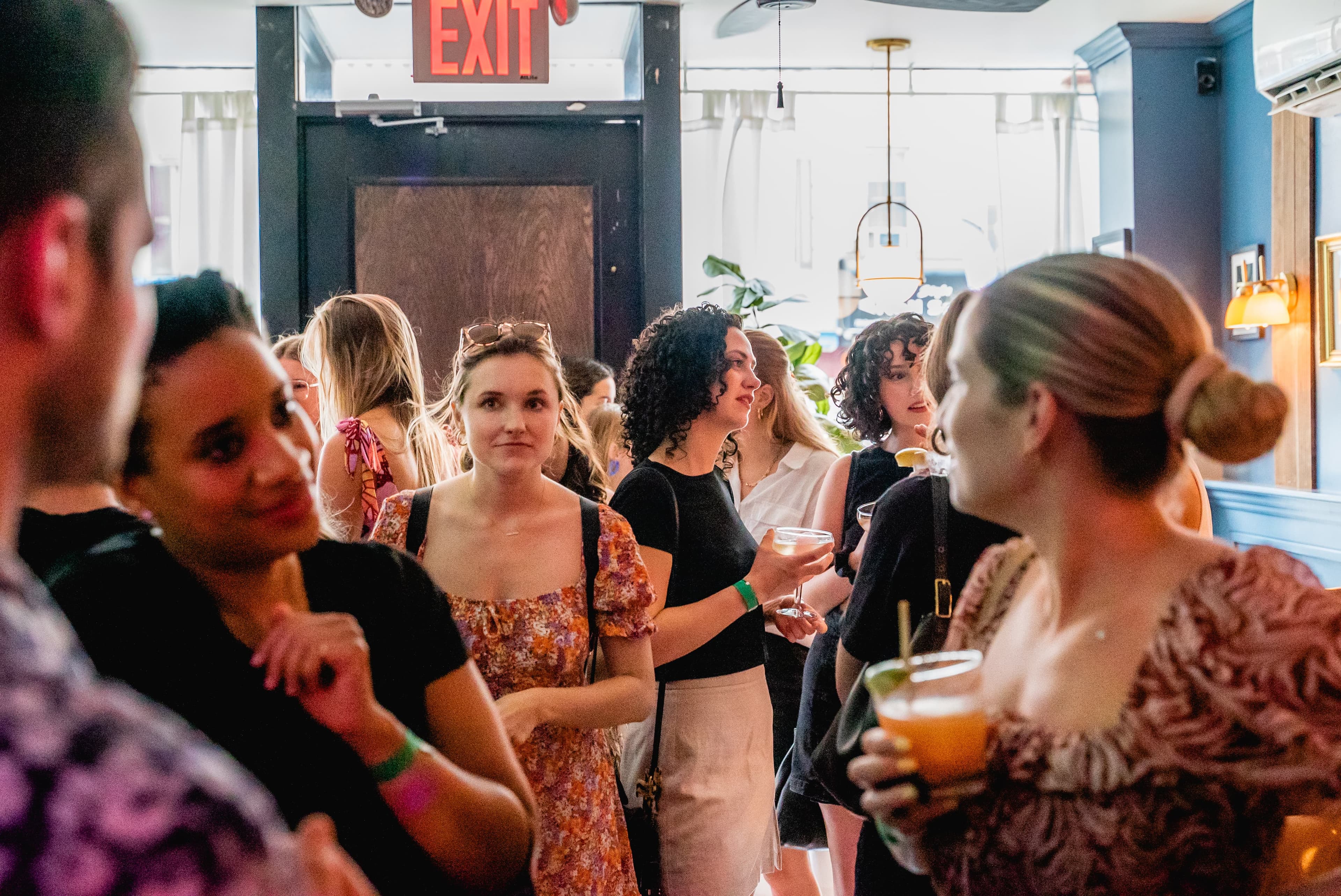 Guests mingling at a networking reception